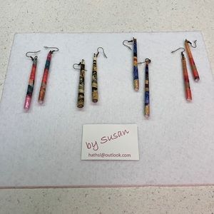 4 pair of Handmade rolled paper earrings. $8 a pair.